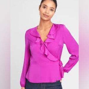 Banana Republic Fuchsia Ruffled Blouse